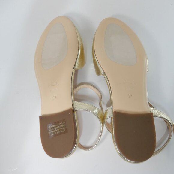 AGL Milly Ankle Strap Slingback Ballet Flats 37 7 Platino Gold Leather NEW $395 - Picture 12 of 14